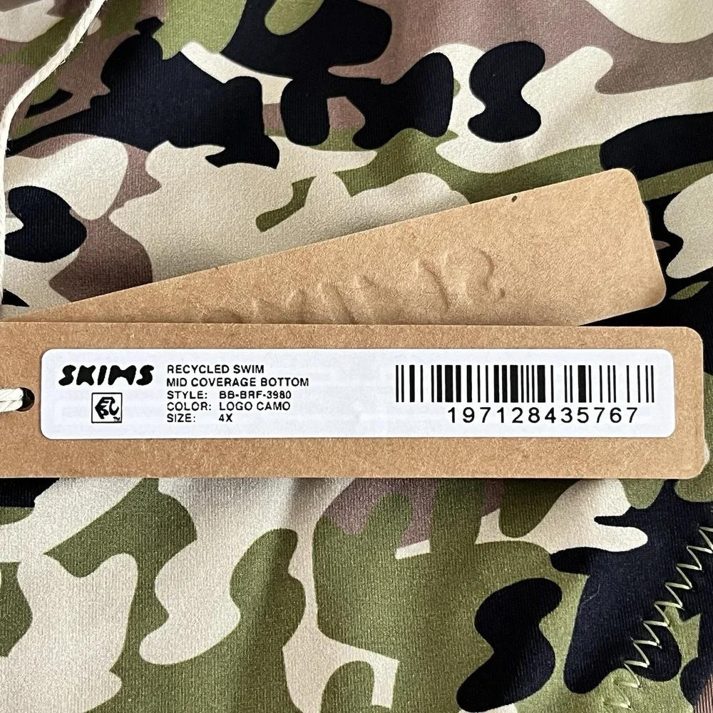 Skims Recycled Swim‎ Mid Coverage Bottoms Camo Style BB-BRF-3980 Size 4XL